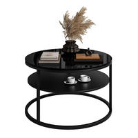 COUCHTISCH CIRI mit Regal Hochglanz - Schwarz, Holzwerkstoff (70/70/48.6cm) - Lookway