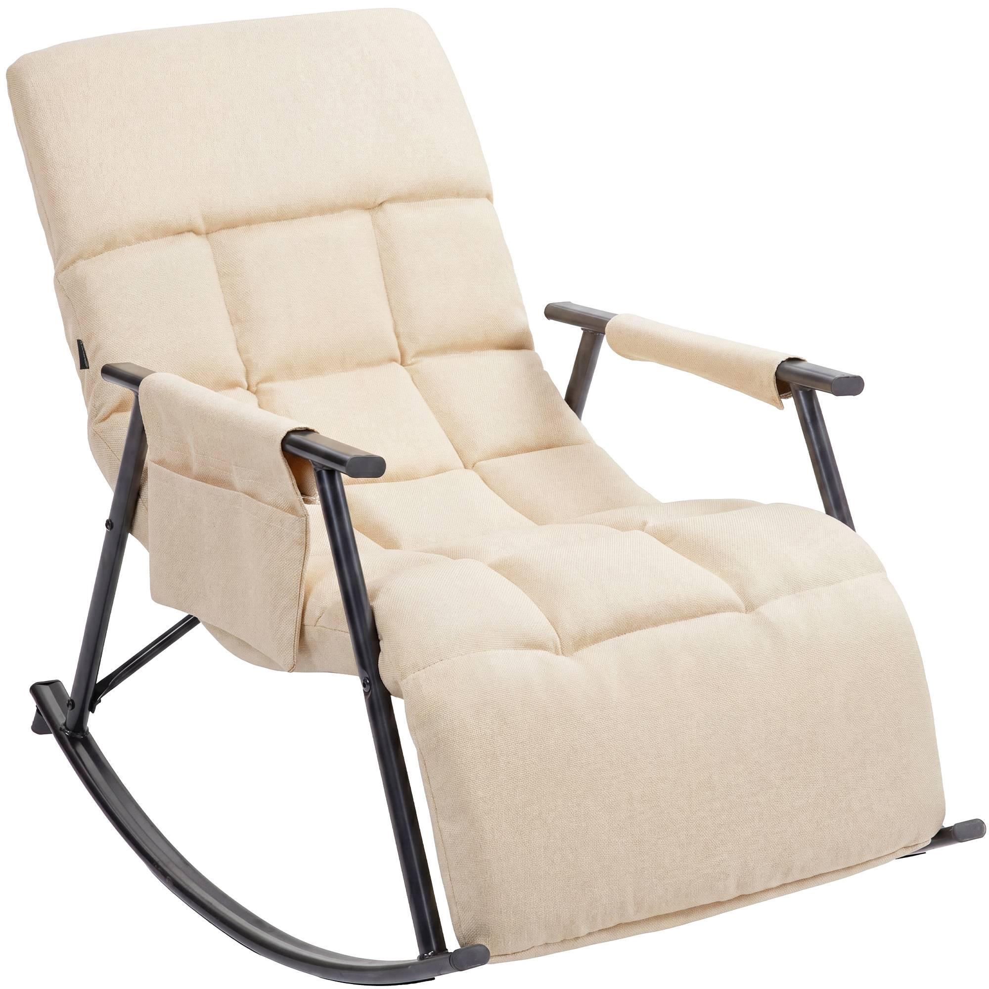 SCHAUKELSTUHL Mika Indoor 61x100x66cm Stoff Creme Liegestuhl - Creme, Kunststoff (61/66/100cm) - DELUKE