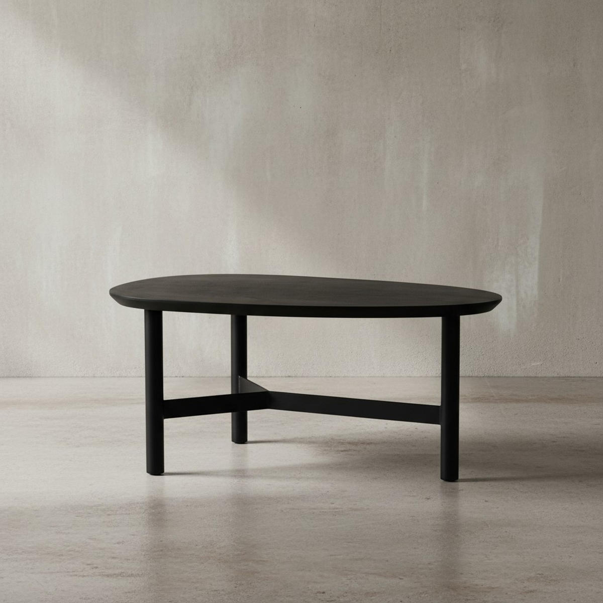 COUCHTISCH Mango Massivholz in Schwarz, Nierenform, 86x50x37 cm - Schwarz, Holz/Metall (50/86/37cm) - KADIMA DESIGN