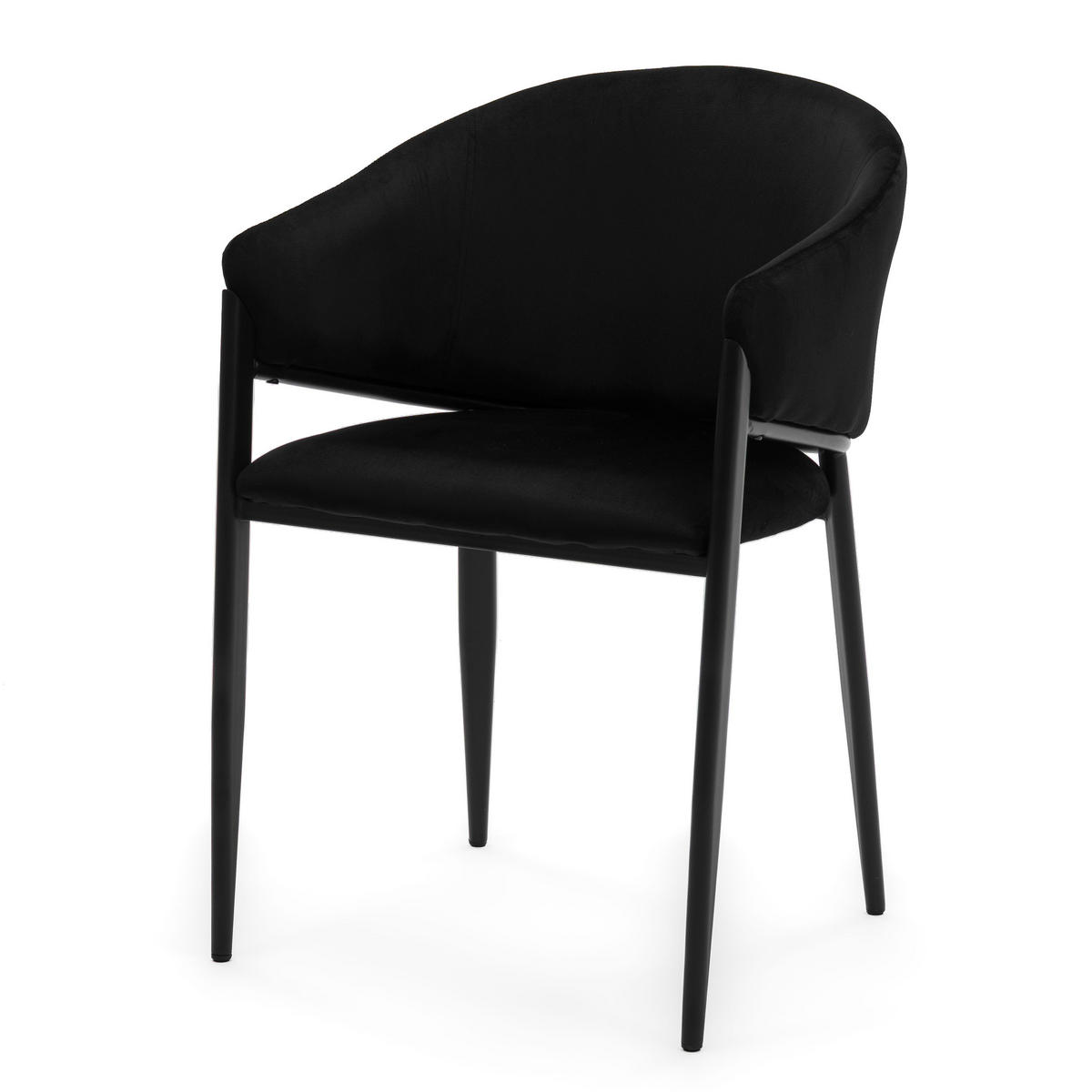 STUHL BUENO gespolsterter - schwarz - Glamour Velour Samt - Schwarz, Textil/Metall (57/81/59cm) - NEW HOME