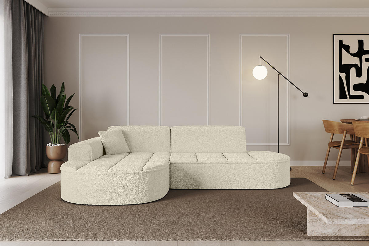 ECKSOFA Ottomane Links TARO-L1 - 243x171x79,5 cm Beige - Beige, Holzwerkstoff/Textil (243/171cm) - ALTDECOR