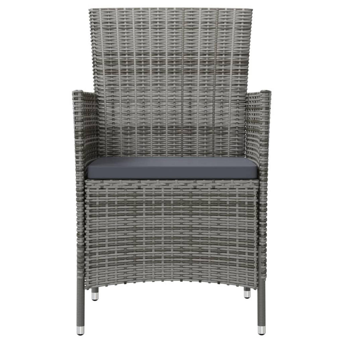 GARTENSTÜHLE mit Kissen 2 Stk. Poly Rattan Grau - Grau, Textil (61/88/60cm) - furnicato