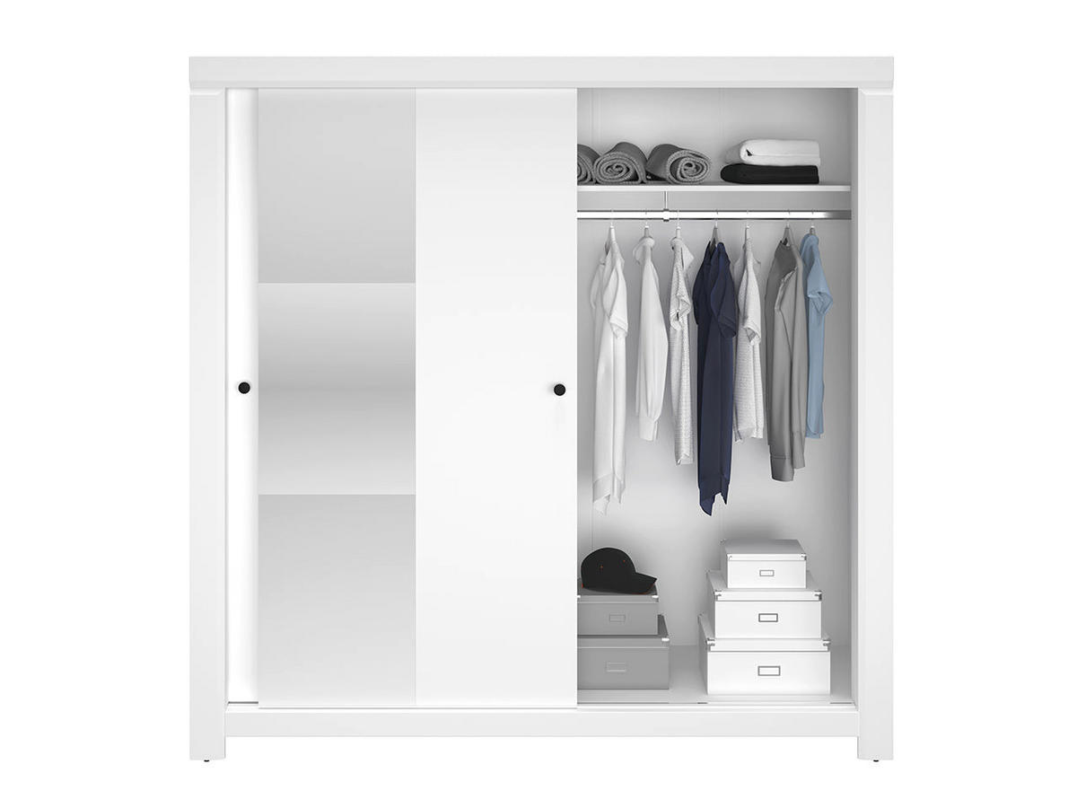 KLEIDERSCHRANK – 200 cm – Lahti – Weiß - Weiß, Holzwerkstoff (200/201/62cm) - hi-markt