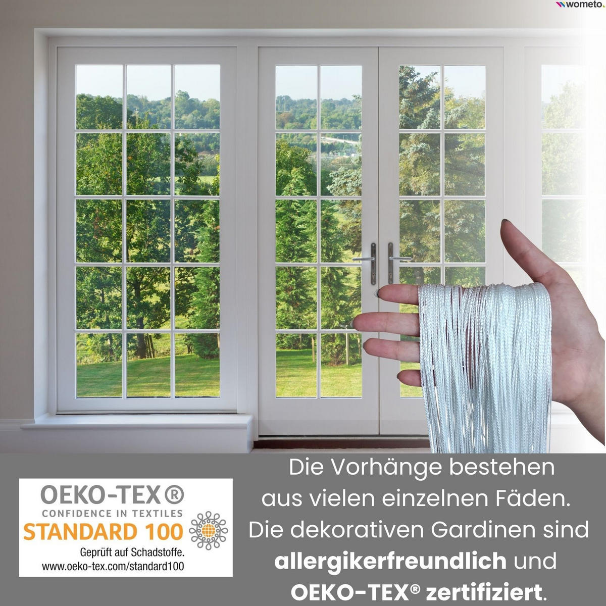 FADENVORHANG blau 245/90 cm Stangendurchzug kürzbar - Blau, Textil (90/245/1cm) - wometo