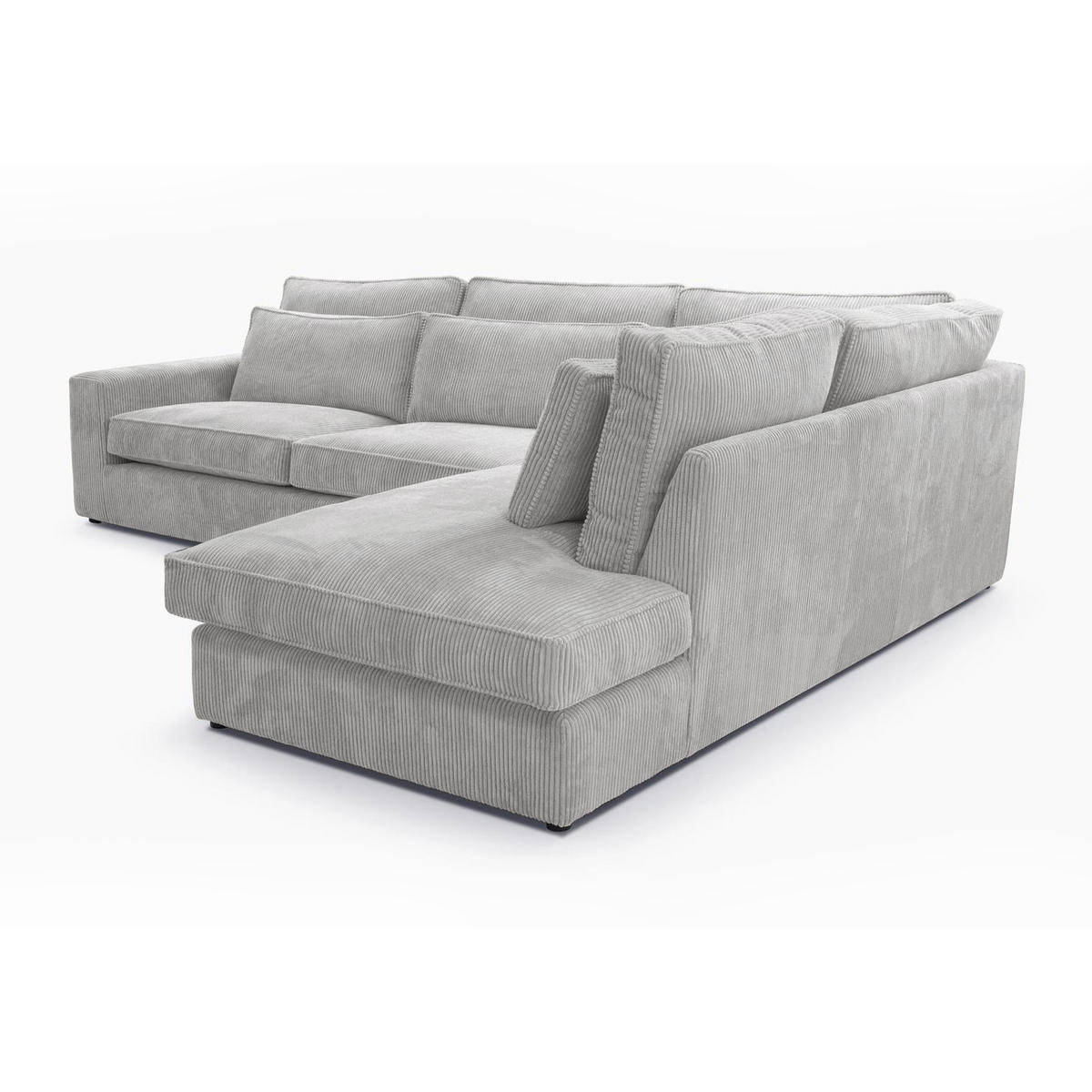 ECKSOFA Parma ohne Schlaffunktion, Cord-Stoff, Graubeige, Rechts - Hellgrau/Schwarz, Textil (314/224cm) - Beautysofa