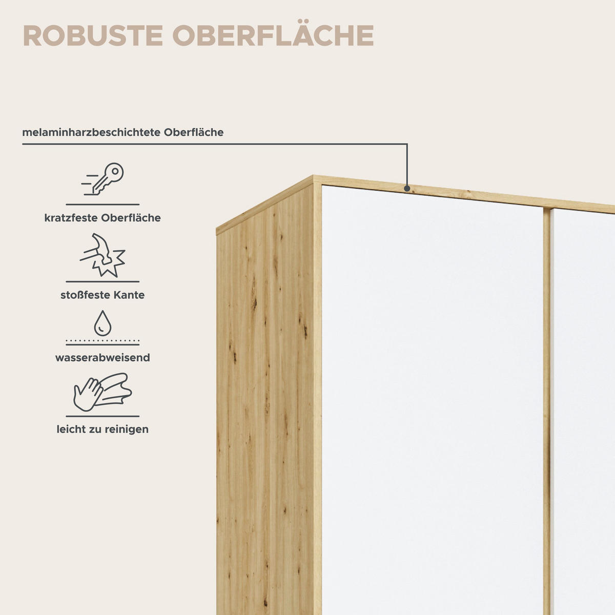 KLEIDERSCHRANK 4-türig FALUN (B/H/T: ca. 197/194/56 cm) in Artisan Eiche Nachbildung/weiß - Eiche Artisan, Holzwerkstoff (197/194/56cm)