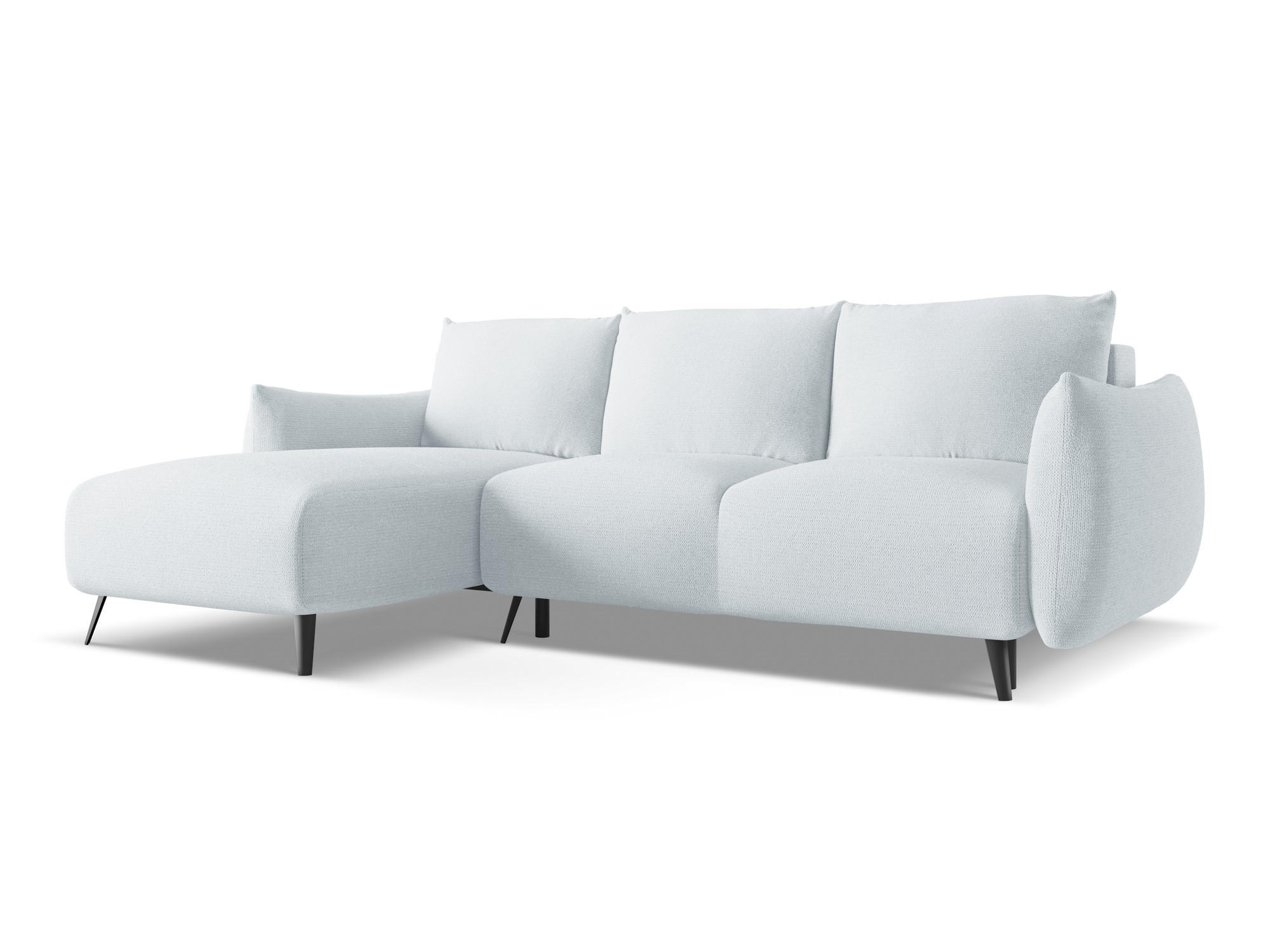 ECKSOFA mit Schlaffunktion Chenille Stoff Blau - Blau/Schwarz, Textil/Metall (162/242cm) - Makamii