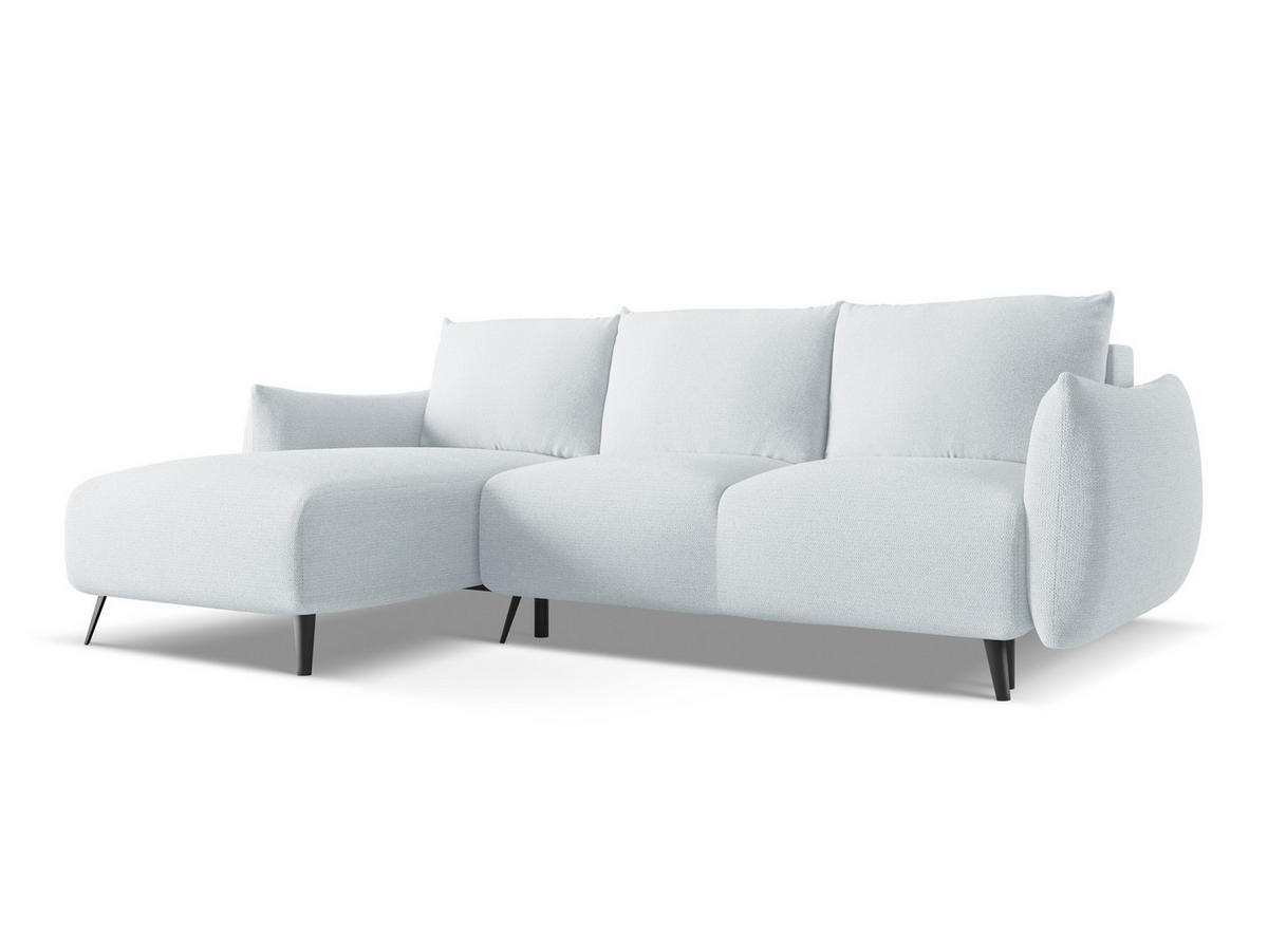 ECKSOFA mit Schlaffunktion Chenille Stoff Blau - Blau/Schwarz, Textil/Metall (162/242cm) - Makamii
