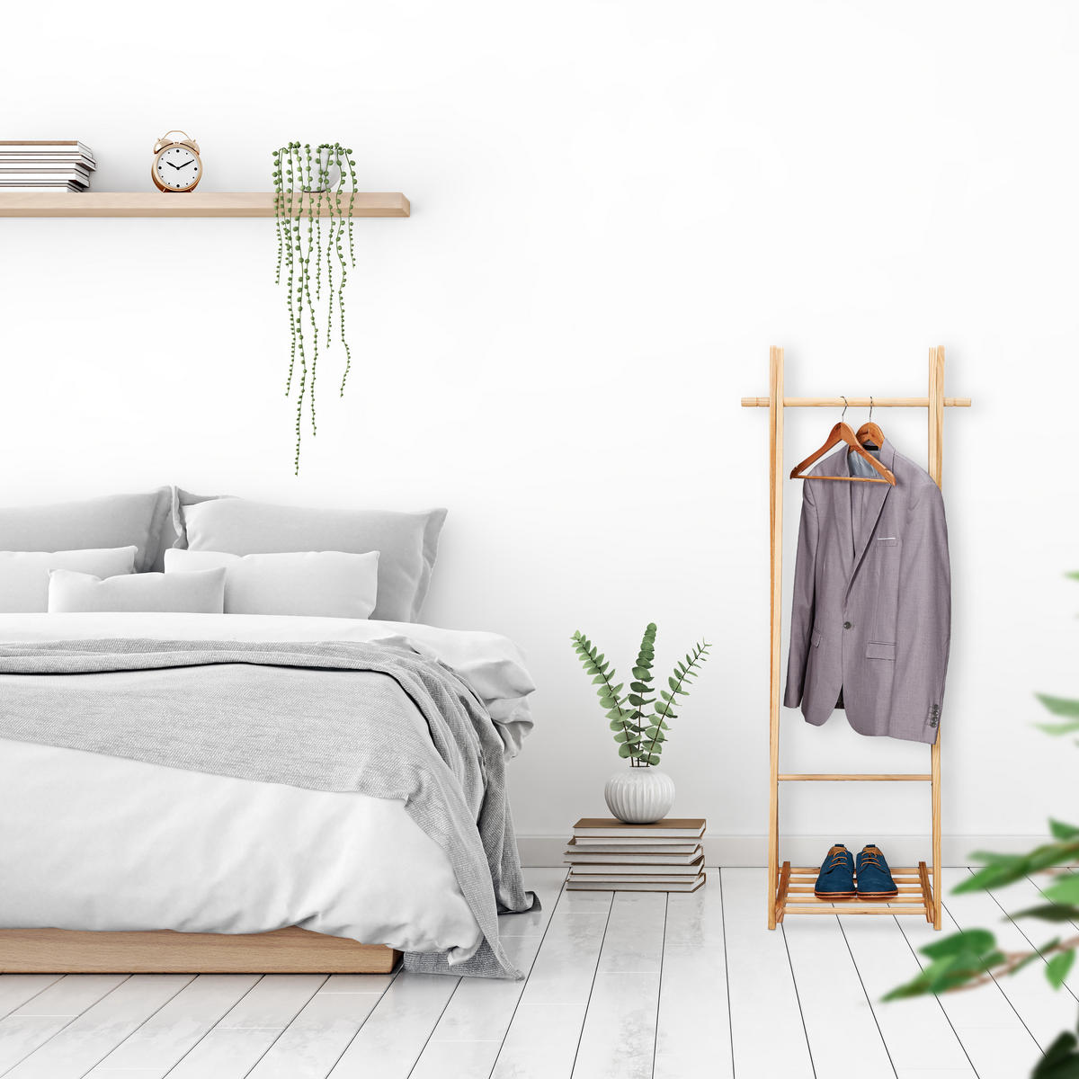 KLEIDERSTÄNDER - Hellbraun, Holz (62/153/45cm) - Relaxdays