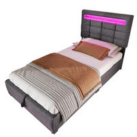 POLSTERBETT 90/200 cm mit LED-Beleuchtung, App-Steuerung, USB-Anschluss und hydraulischem Stauraum, Grau - Grau, Textil (90/200cm) - Redom