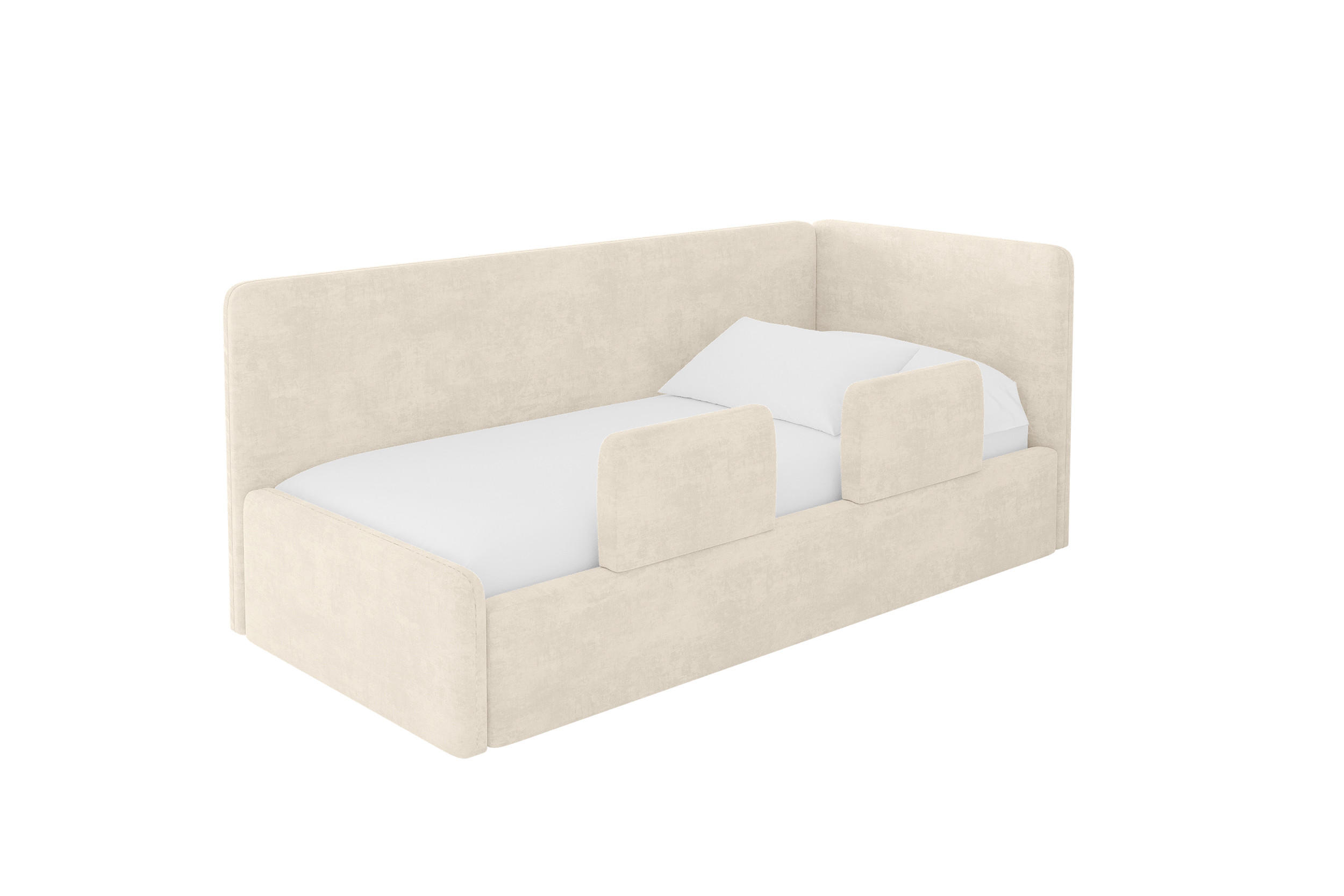 EINZELLBETT Jugendbett mit Bettkasten, Links - NORY 90x200 Beige - Beige, Holzwerkstoff/Textil (90/200cm) - ALTDECOR