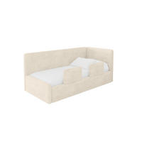 EINZELLBETT Jugendbett mit Bettkasten und Matratze H3/H4, Links - NORY 90x200 Beige - Beige, Holzwerkstoff/Textil (90/200cm) - ALTDECOR