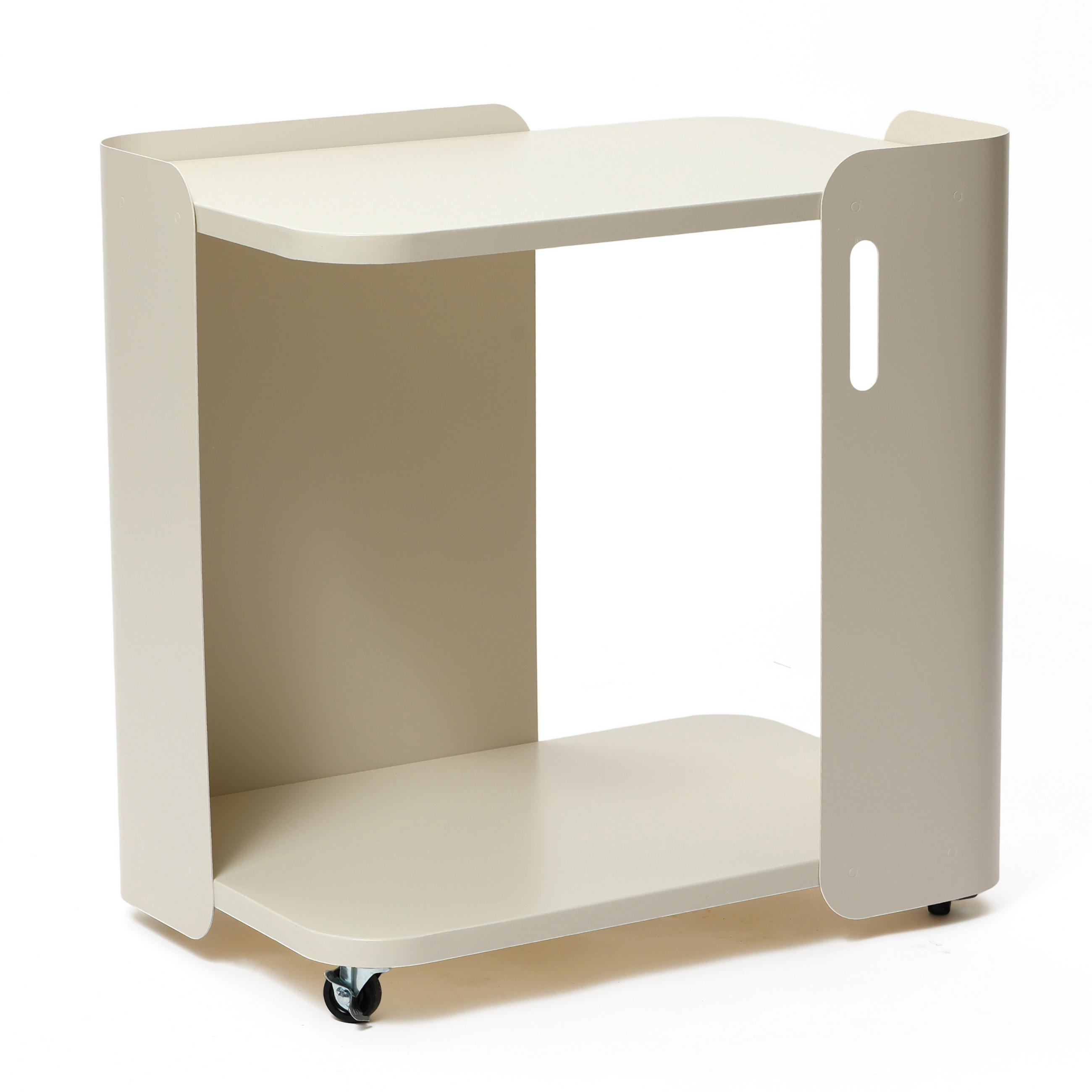BEISTELLTISCH Metall mit Rollen | B60 x T40 x H60 cm - Beige, Metall (40/60/60cm) - Hometopia