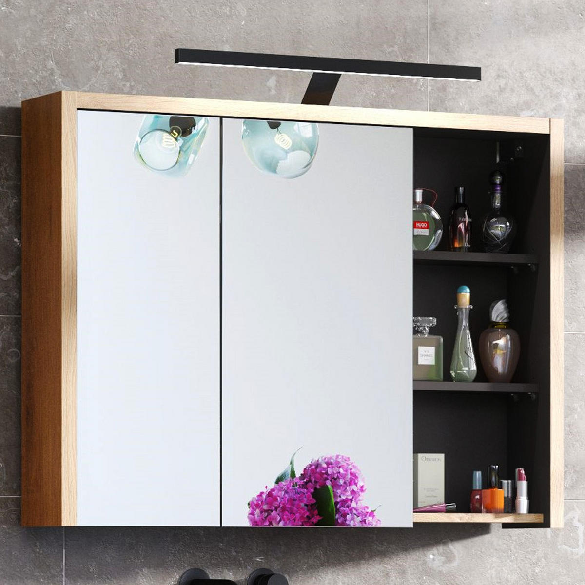 BADMÖBEL-SET 3-TLG. Danzig-56 - Braun, Holzwerkstoff (170/200/46cm) - Lomado