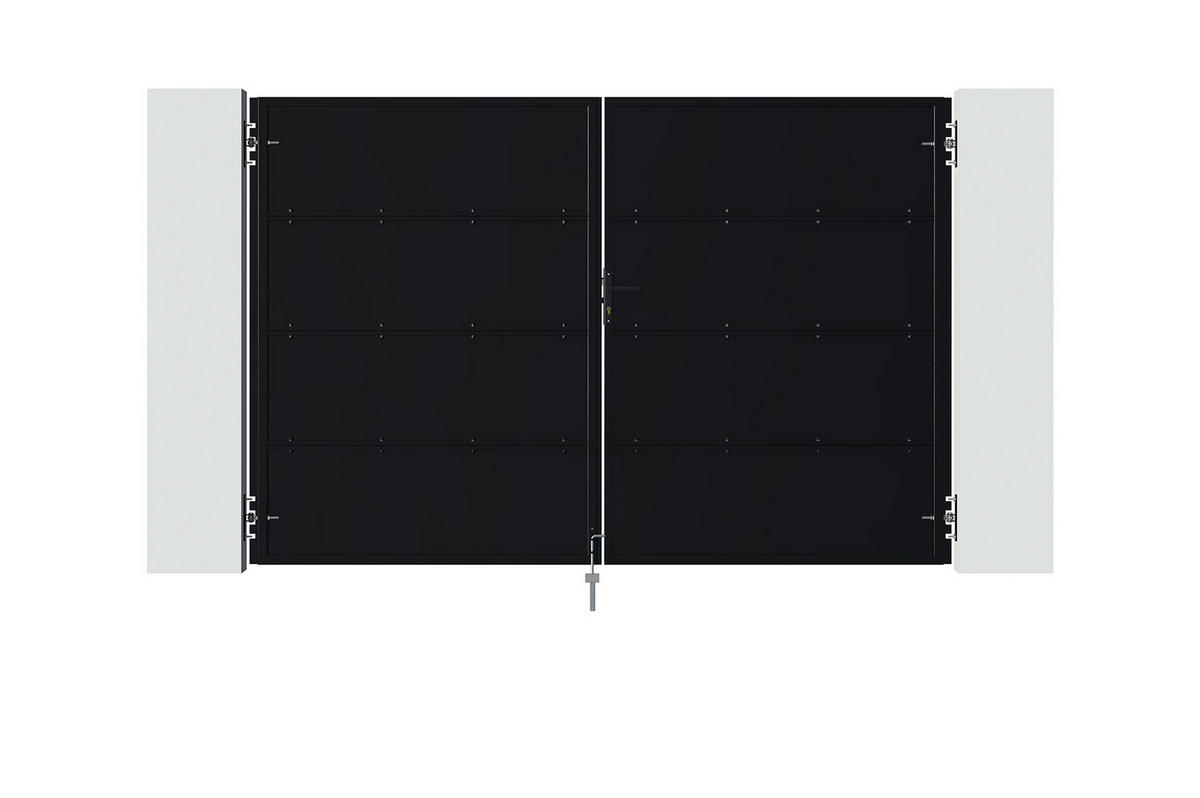 STAHLFLÜGELTOR Nali Mattschwarz 3m H.200cm - Schwarz, Metall (293/200cm) - Casanoov