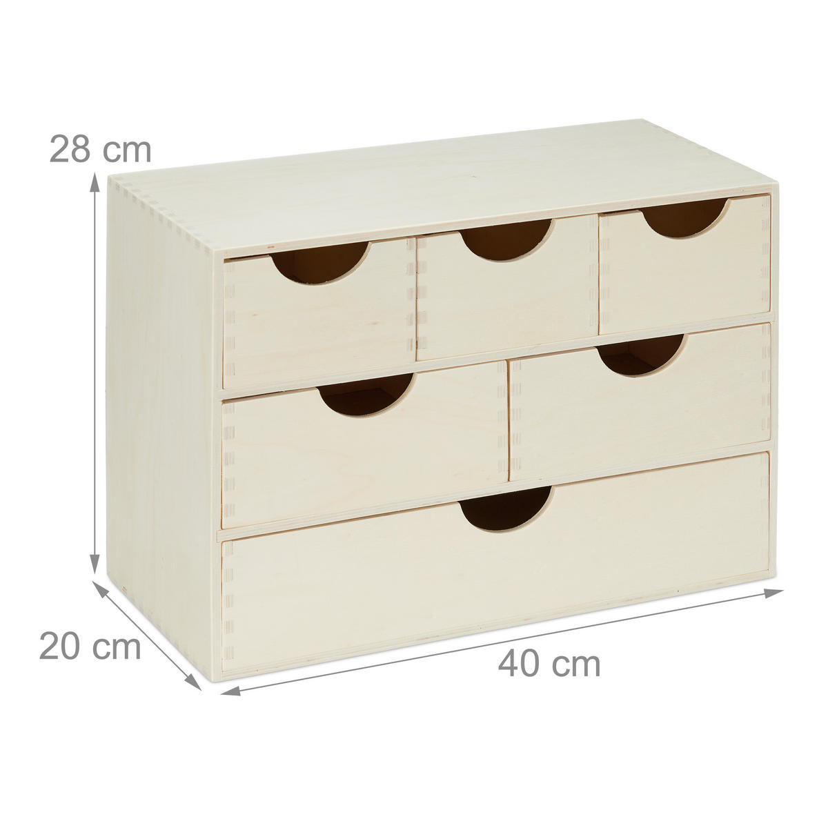 ZÁSUVKOVÝ box - krémová, drevo/kompozitné drevo (40/28/20cm) - Relaxdays