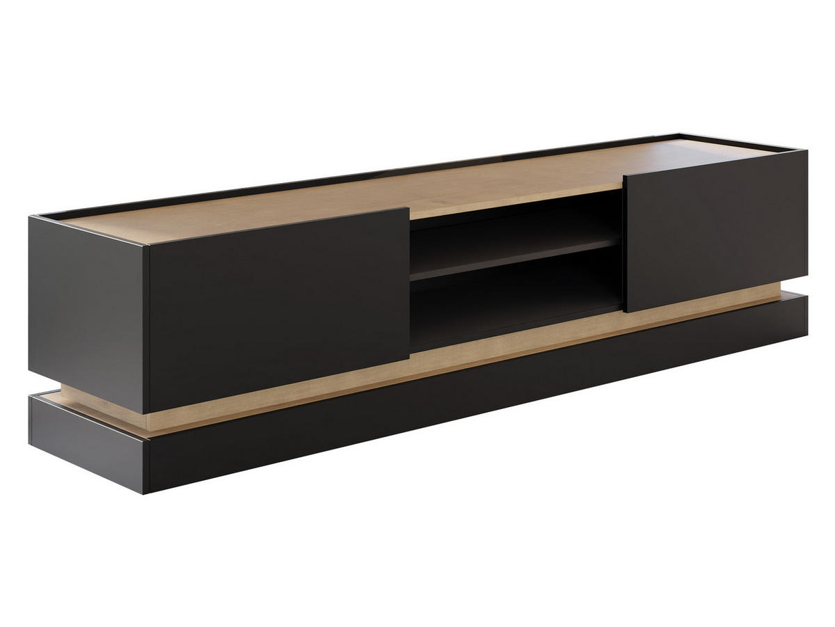 TV-LOWBOARD Zarpant 200 2K - Eichefarben/Schwarz, Holzwerkstoff (200/47/37cm) - MIRJAN24