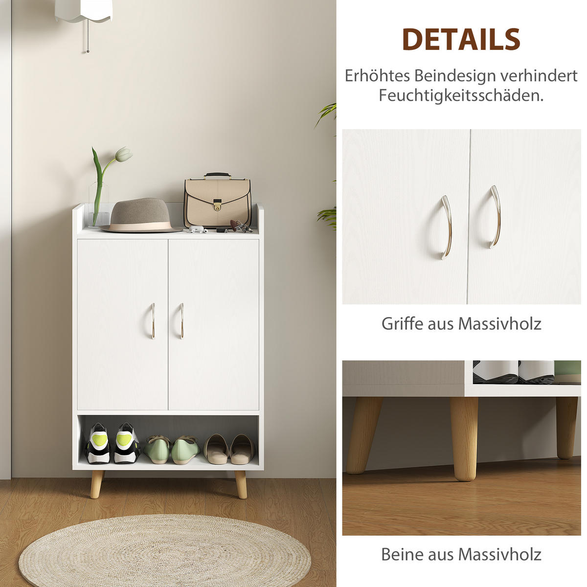 SCHUHSCHRANK, für 12 Schuhe, 60 x 30 x 92 cm, Weiß - Weiß, Holzwerkstoff (60/92/30cm) - HOMCOM