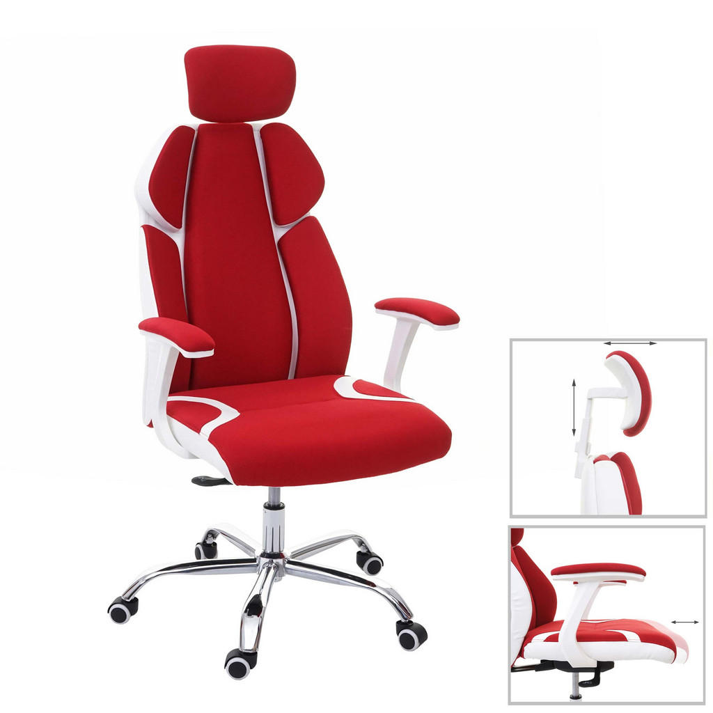 Thumbnail - MCW Bürostuhl, Rot, Weiß, Textil, 63x134x92 cm, Arbeitszimmer, Bürostühle, Drehstühle