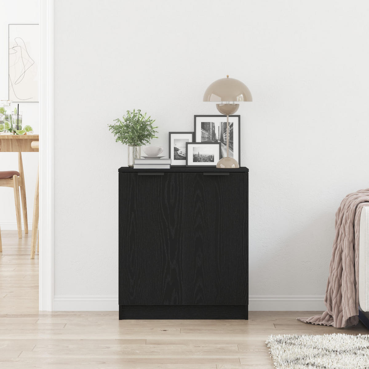SIDEBOARD Schwarz Eichen-Optik 60/30/70 Cm Holzwerkstoff - Schwarz, Holzwerkstoff (30/70/60cm) - vidaXL