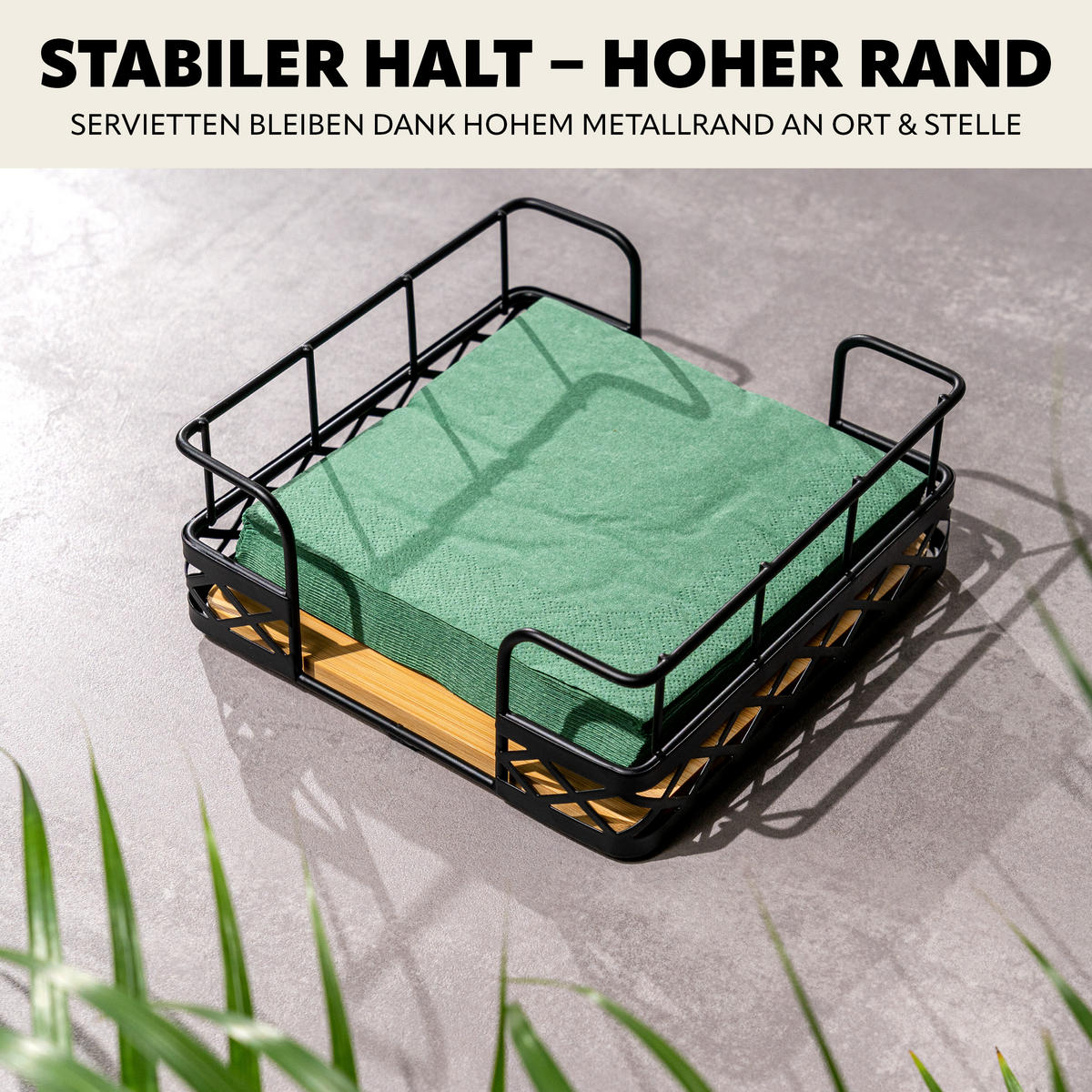 SERVIETTENHALTER, schwarz - Schwarz, Metall (19/19cm) - bremermann