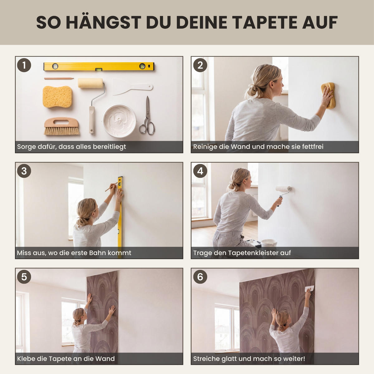 TAPETE - Rhythmic - Aufschlag - Braun - 500x200 cm - Dunkelbraun, Papier (500/200cm) - OnlyWow