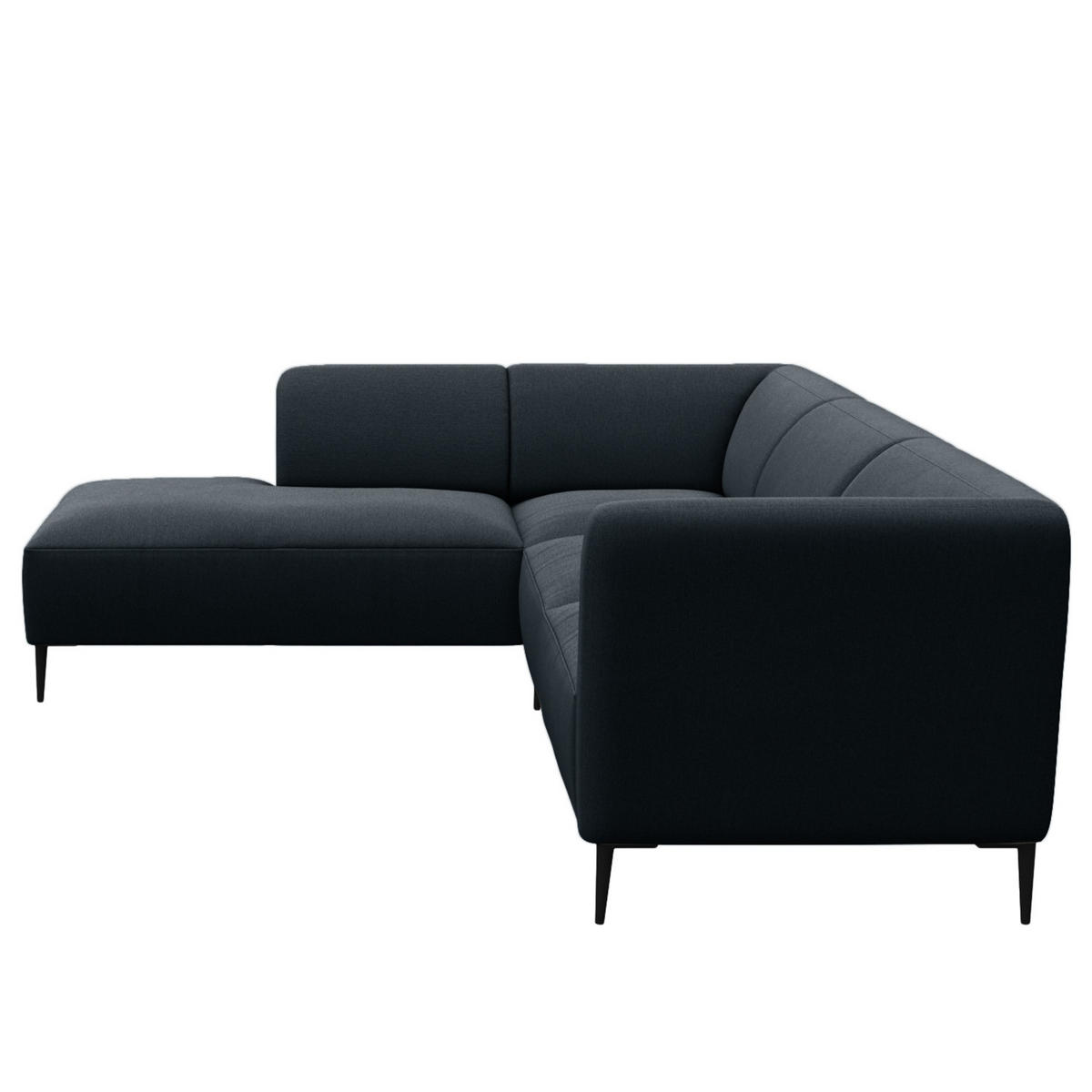 2,5-SITZER ECKSOFA mit Ottomane - Schwarz/Grau, Textil/Metall (252/205cm) - home24