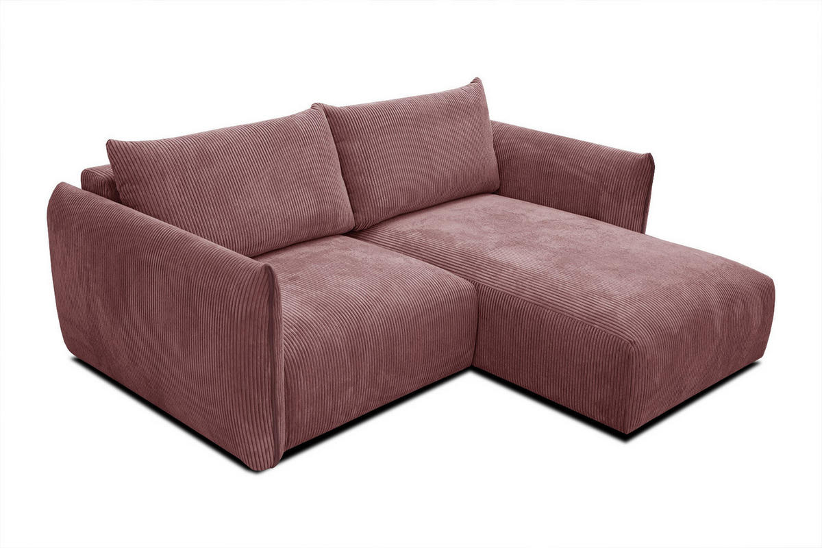 ECKSOFA TAUER 3-Sitzer, altrosa - Schwarz/Altrosa, Holzwerkstoff/Kunststoff (206/173cm) - Courtois Laville