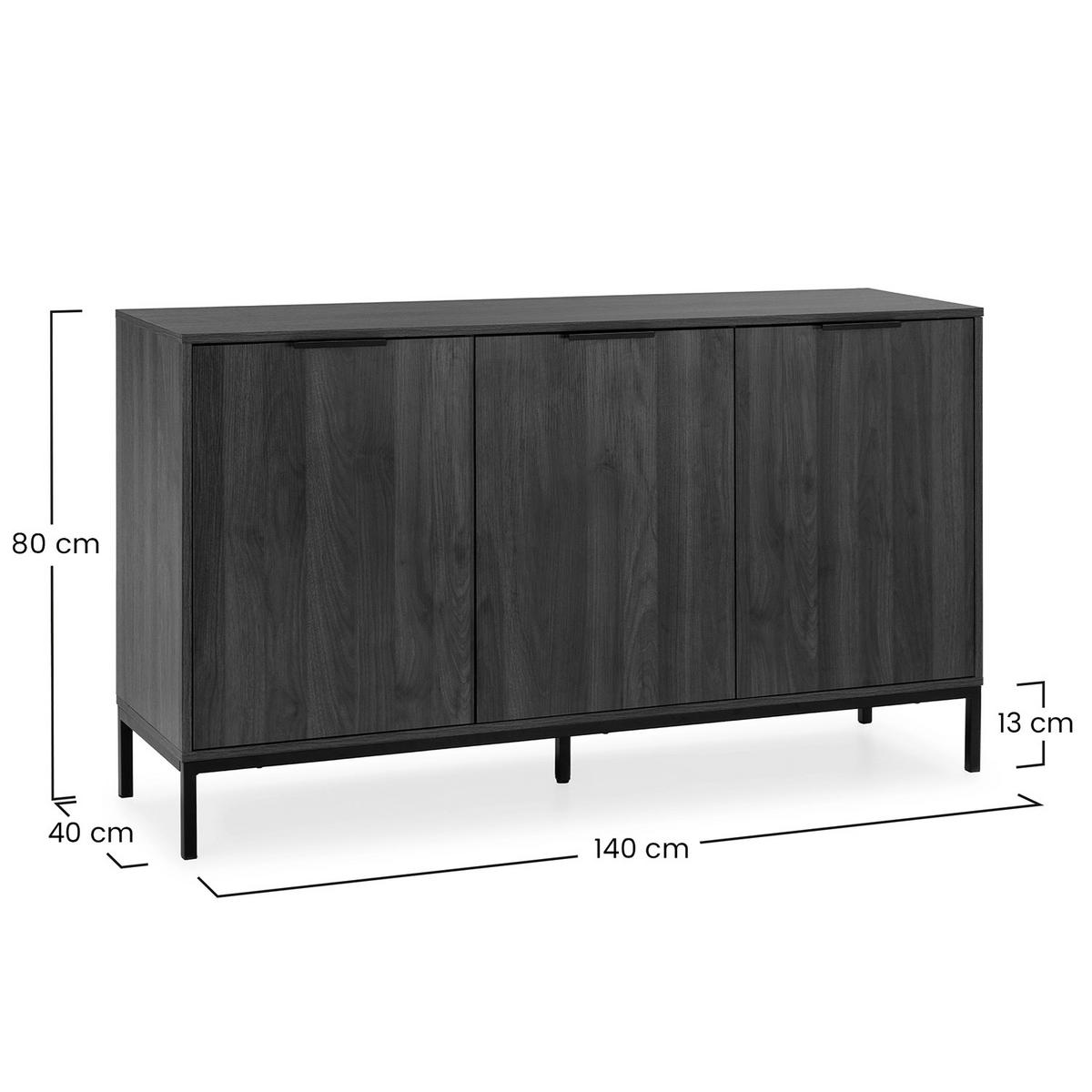SIDEBOARD Auri 3 türen Walnussfarbe - Walnussfarben, Holzwerkstoff (140/80/40cm)