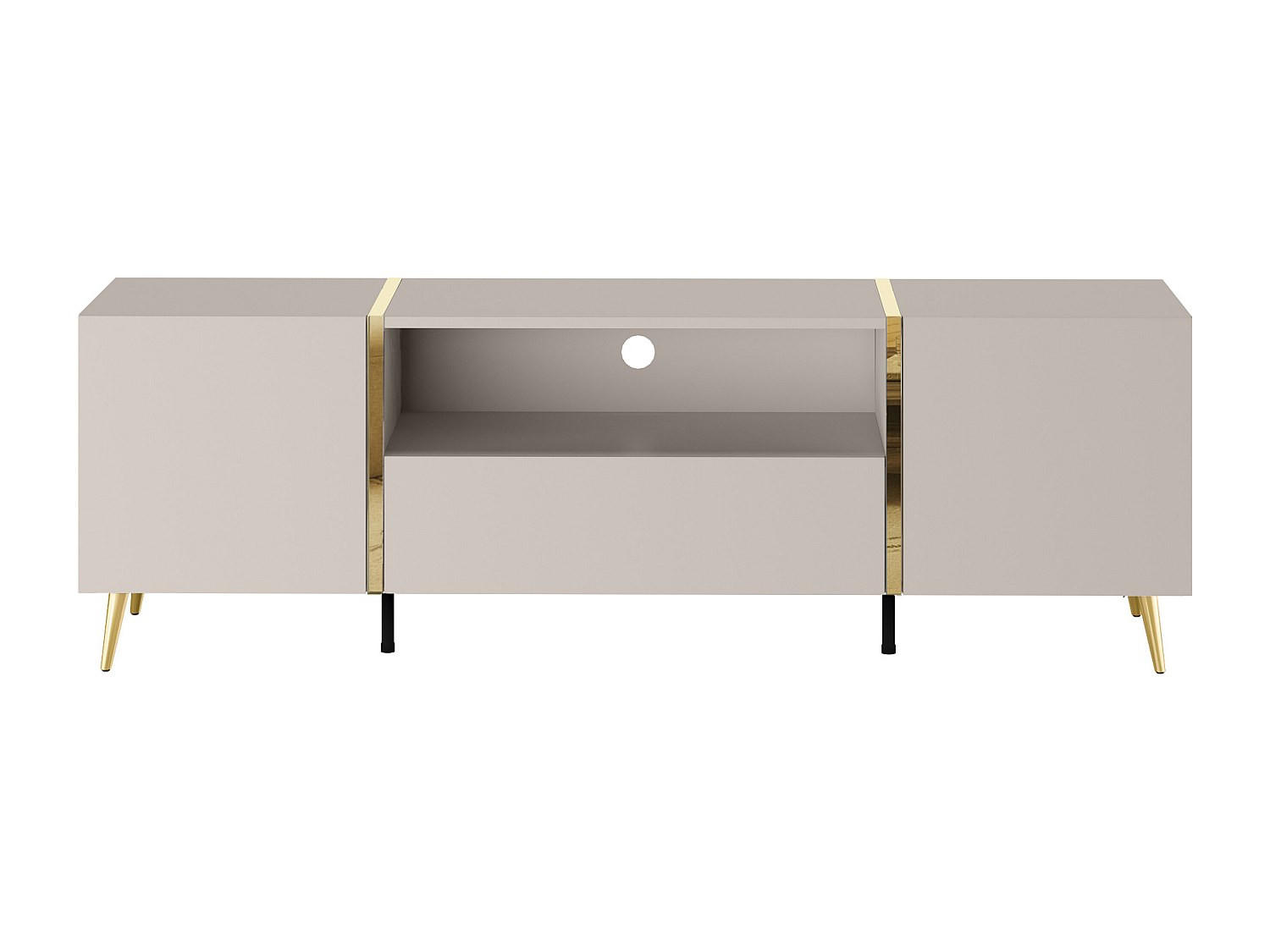 TV-BOARD - 158 cm x 41 cm - Holz, Platte - Beige, Goldfarben - MARZIALO - Beige/Goldfarben, Holz (158/51.8/41cm) - Vente-Unique