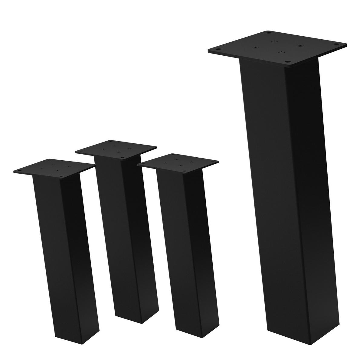 TISCHBEINE 4er Set I-96GRAD-Design H:42 cm Schwarz 8x8 cm - Schwarz, Metall (8/42/8cm) - ML-DESIGN
