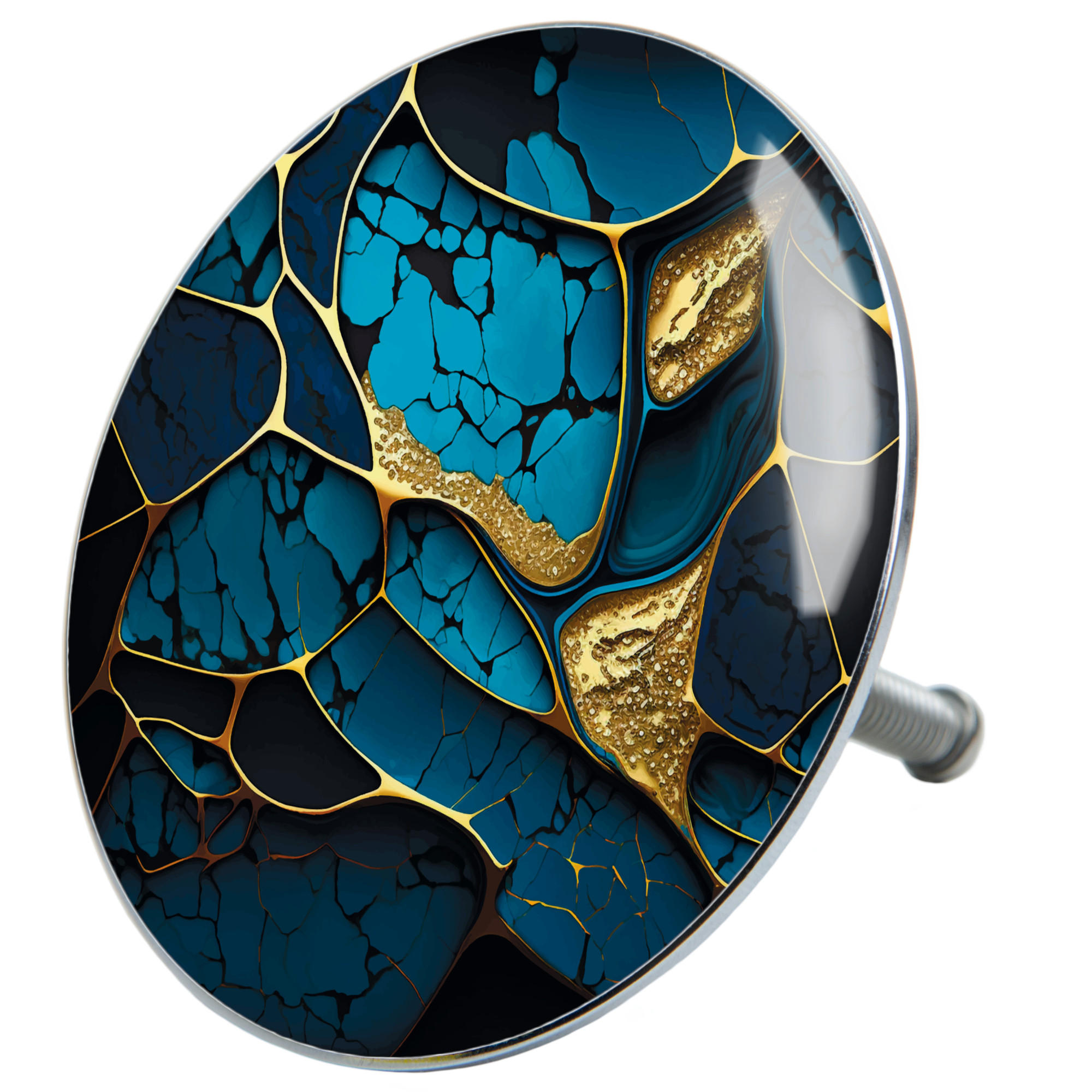 BADEWANNENSTÖPSEL Marmor Cobalt - Blau, Metall (8/10/10cm) - Sanilo