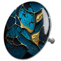 BADEWANNENSTÖPSEL Marmor Cobalt - Blau, Metall (8/10/10cm) - Sanilo