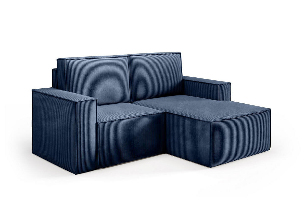 ECKSOFA Orto Dunkelblau, Zweisitzer Kordecksofa linke seite - Dunkelblau, Holzwerkstoff/Textil (180/141cm) - Bettso