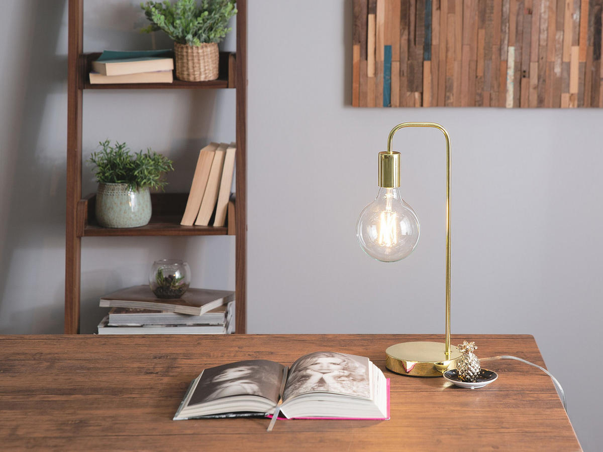 SCHREIBTISCHLAMPE Savena 15/15/48 cm - Goldfarben, Metall (15/15/48cm) - Beliani