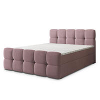 BOXBETT BRUME 160x200 cm mit Matratze und Topper, H2+H3 - Rosa - Rosa, Holz (160/200cm) - MASSENO