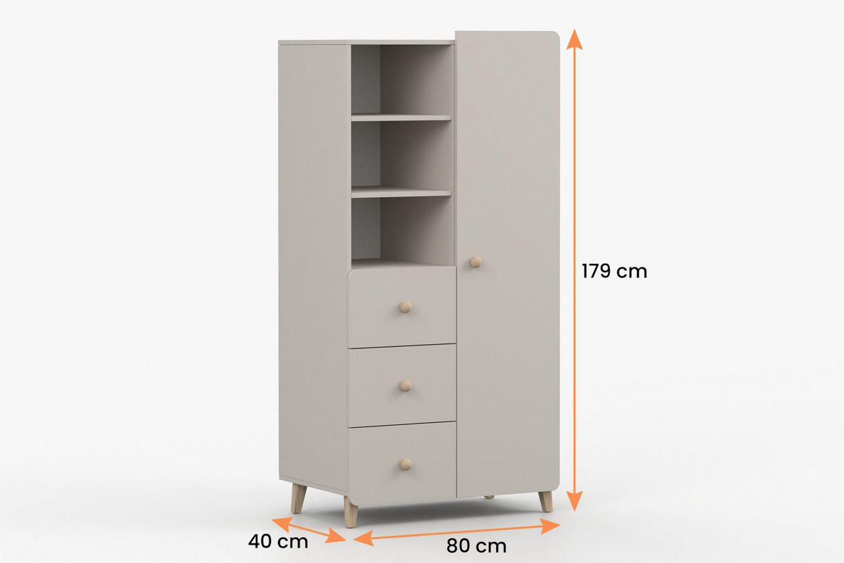 KINDERREGAL MARCO 05 80/179/40 cm in Kaschmir - Kaschmir, Holzwerkstoff (80/179/40cm) - Deine Möbel 24