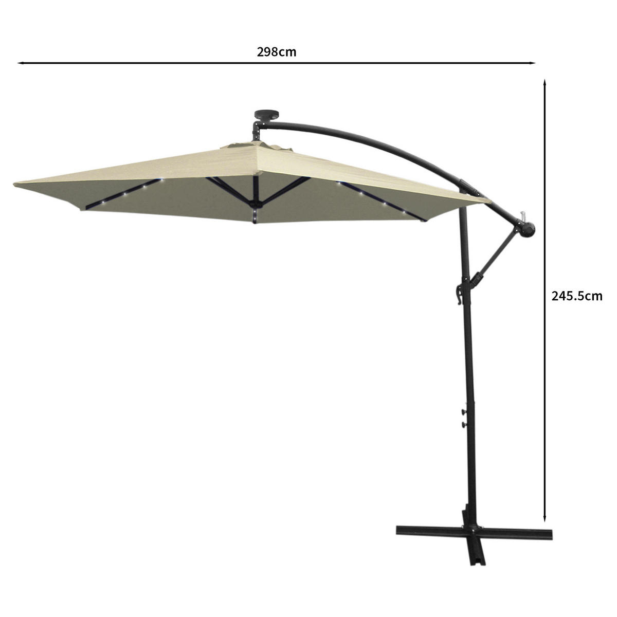 SONNENSCHIRM - 300cm LED Ampelschirm – Creme - Creme, Textil (300/300cm) - Monstershop