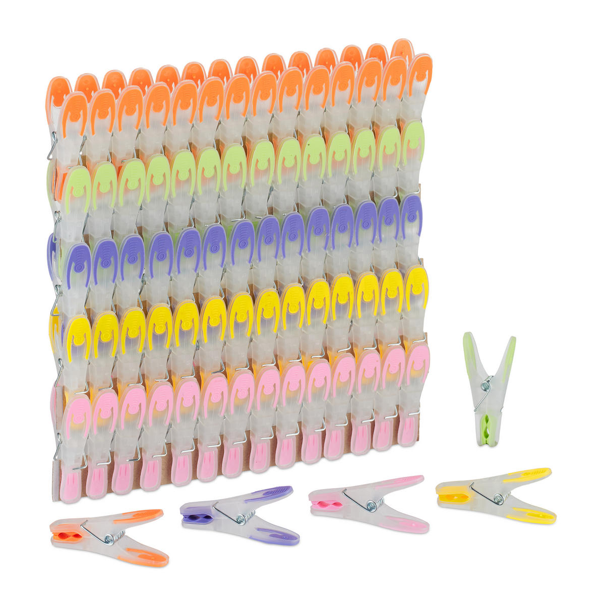 75XWÄSCHEKLAMMERN - Multicolor, Kunststoff/Metall (7/2/3cm) - Relaxdays