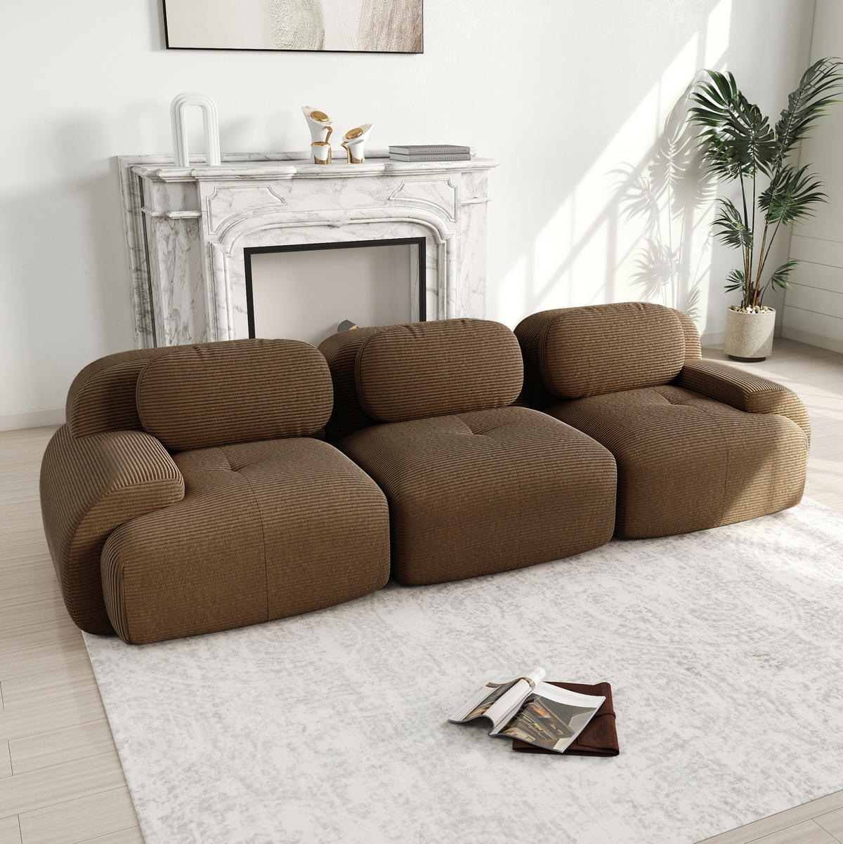 SOFA modular rahmenlos Cord Brown - Braun, Textil (298/75/103cm) - IVMEU