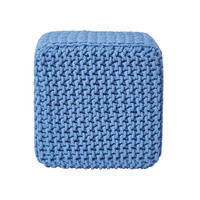 STRICK-POUF blau, Sitzwürfel 35/35/35 cm - Blau, Textil (35/35/35cm) - Homescapes