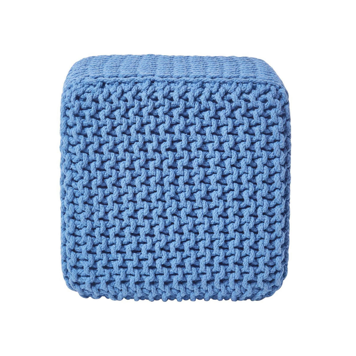 STRICK-POUF blau, Sitzwürfel 35/35/35 cm - Blau, Textil (35/35/35cm) - Homescapes