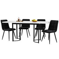 ESSTISCHSET 5-Teilig Ausziehbar 140x80 Cm, 4 Stühle, Schwarz Samt, Metall - Multicolor, Metall (80/80/180cm) - FLIEKS