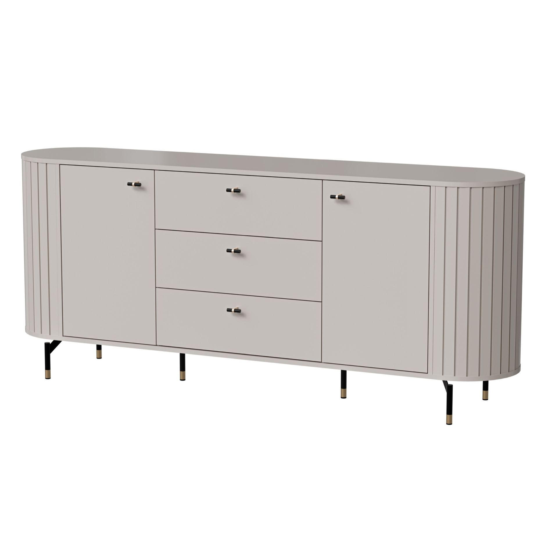 SIDEBOARD Zante Graubeige 190 cm - Taupe/Goldfarben, Holzwerkstoff/Metall (190/81/40cm) - Selsey