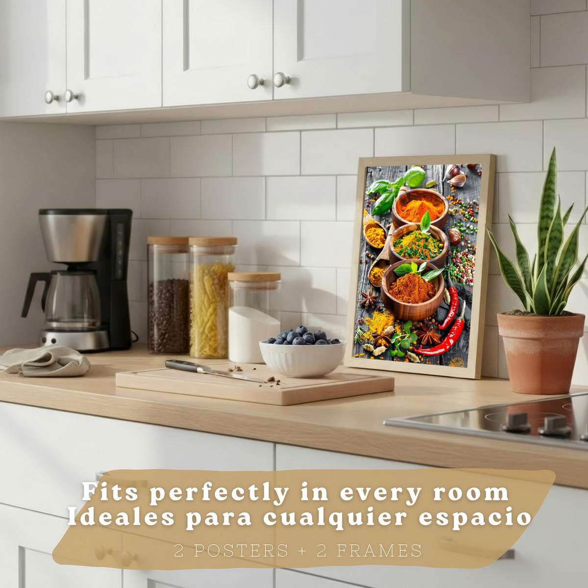 PLAKAT Sada 2 Koření A4 Lehký dřevěný rám - béžová, papír (29.7/1/21cm) - Nacnic