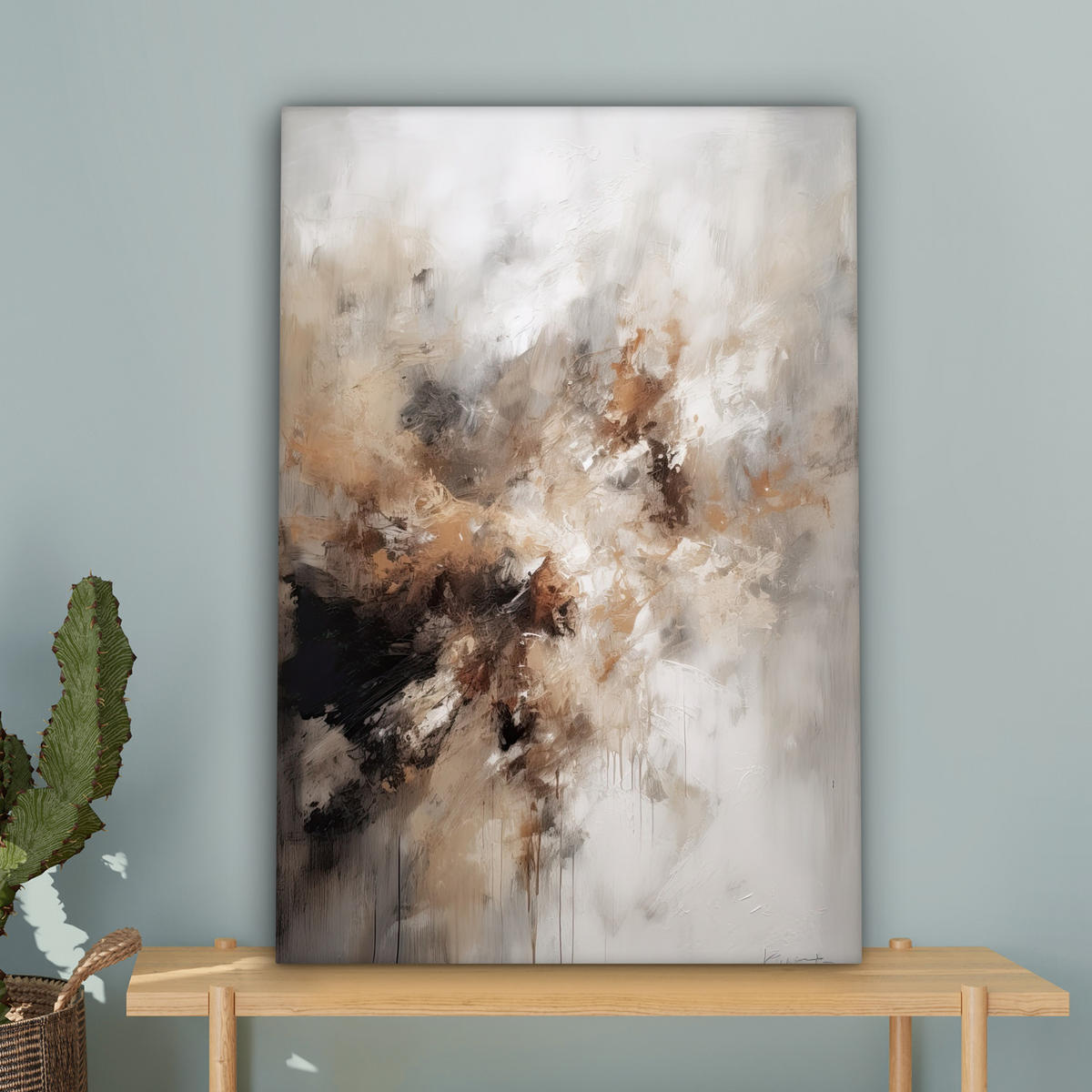 LEINWANDBILD - Farbe - Abstrakt - Beige - Kunst - 60x90 - Kunstdruck - Greige, Textil (60/90cm) - MuchoWow