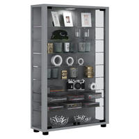 VITRINENSCHRANK Silber - Silberfarben, Holzwerkstoff (59/90/18cm) - ebuy24