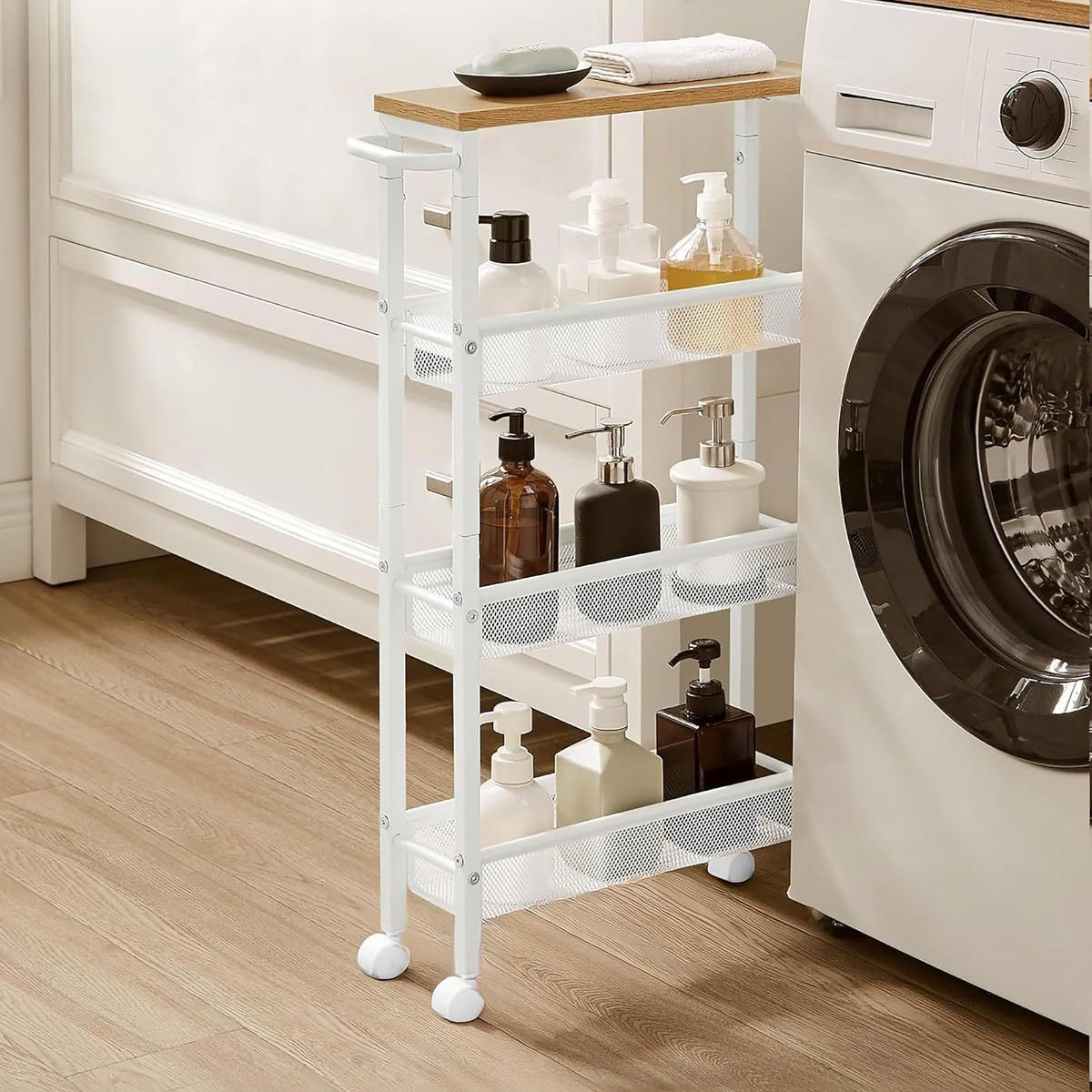 NISCHENWAGEN - Weiß, Holzwerkstoff/Metall (13/77/45cm) - Relaxdays