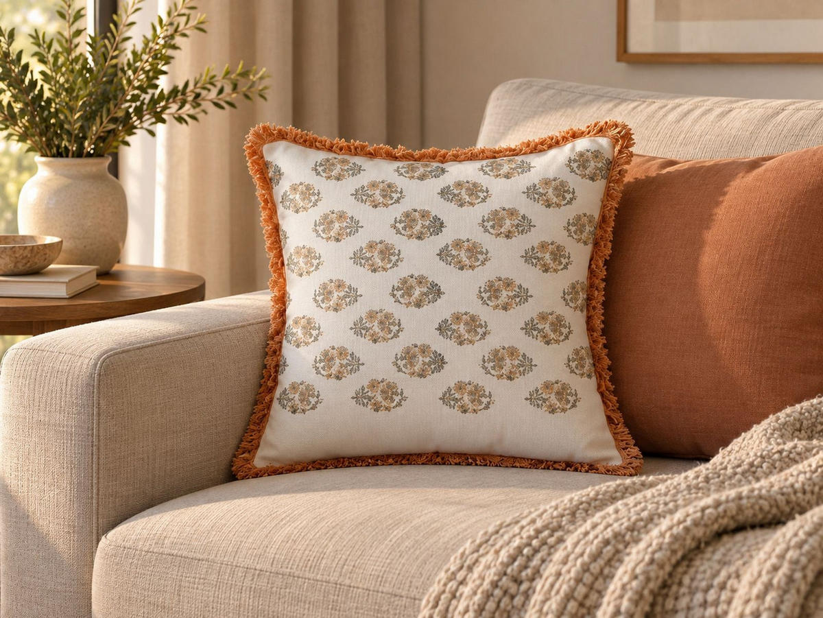 DEKOKISSEN Weiß 45/45 cm Sativus - Weiß, Naturmaterialen/Textil (45/45cm) - Beliani