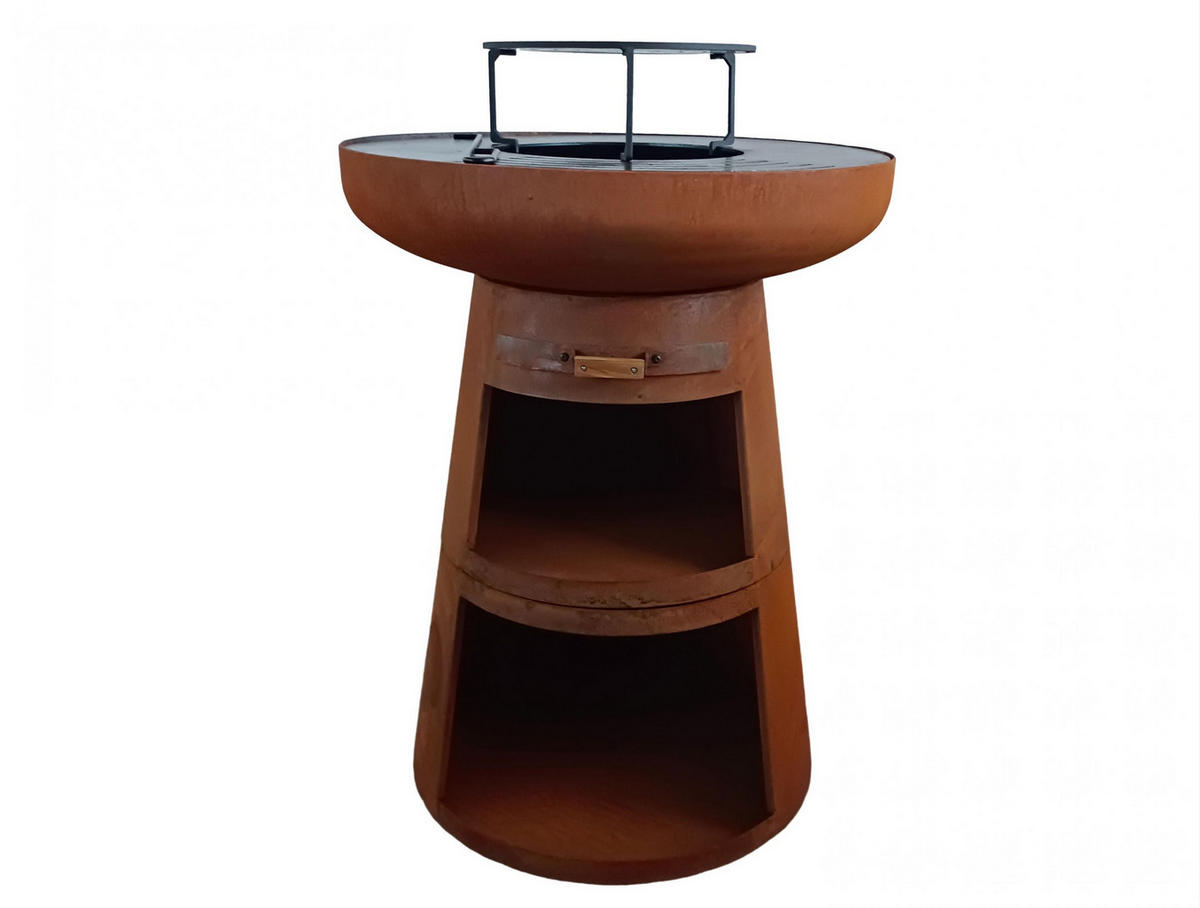 HOLZKOHLEGRILL Feuerschale Braun inkl. Schutzhülle - Braun, Metall (60/90/60cm) - Purline